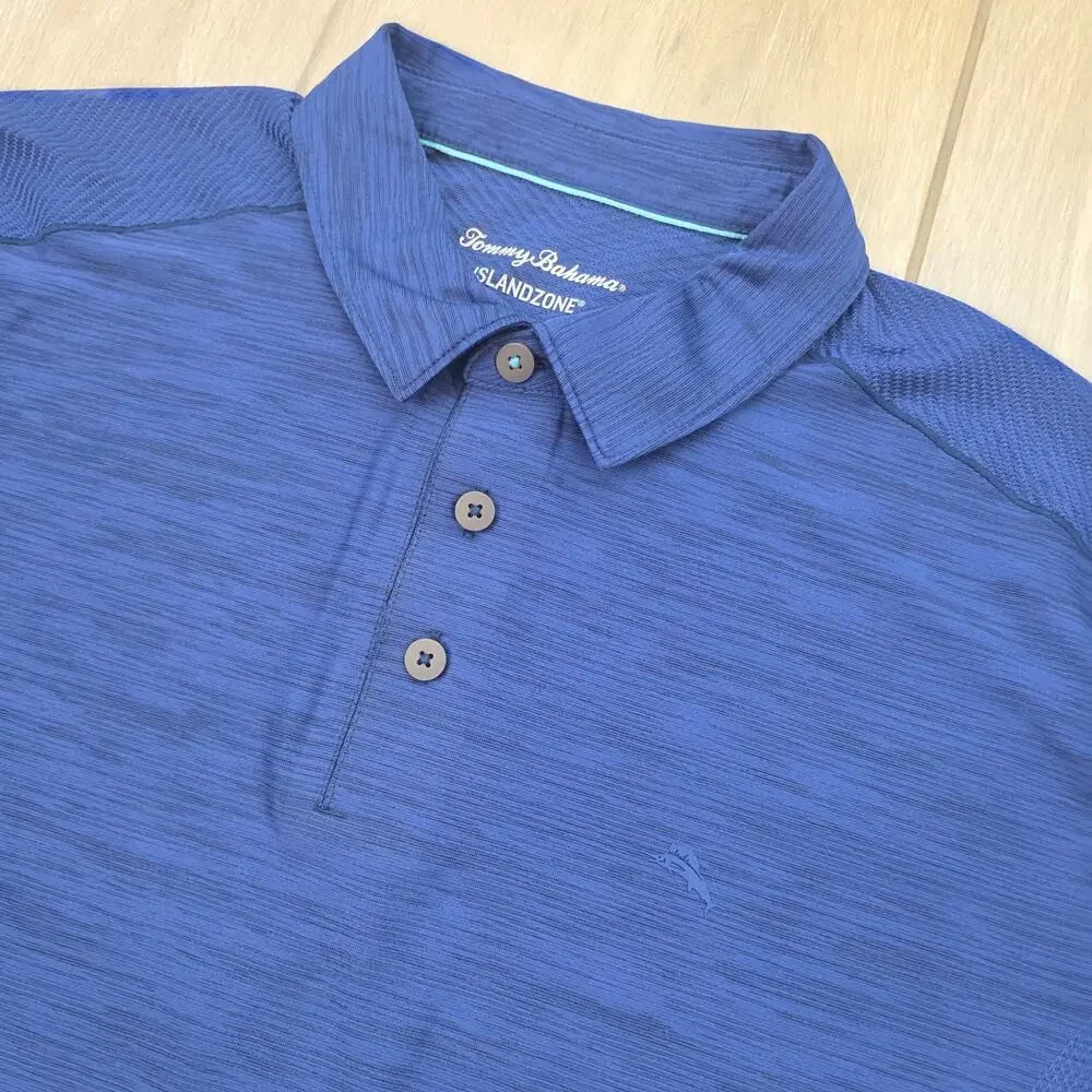 Tommy Bahama IslandZone Polo Shirt Men's Large Blue Performance Stretch Golf